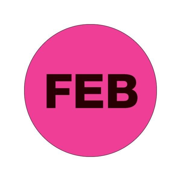 Bsc Preferred 2'' Circle - ''FEB'' Fluorescent Pink Months of the Year Labels BUY00019818 - main